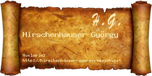 Hirschenhauser György névjegykártya
